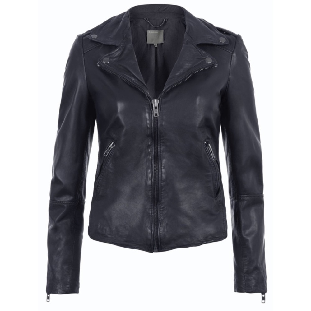 Sabi Leather Biker Jacket Midnight Blue